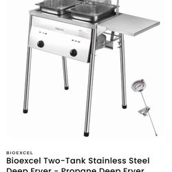 Bioexcel Two-Tank Stainless Steel Deep Fryer - Propane Deep Fryer Commercial
