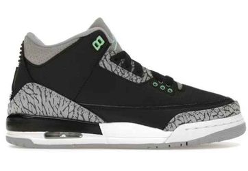 New Boys Jordan 3 Retro Green Glow Size 4Y
