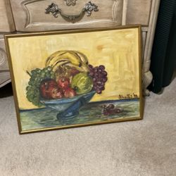 Framed Still Life Oil Painting on Canvas