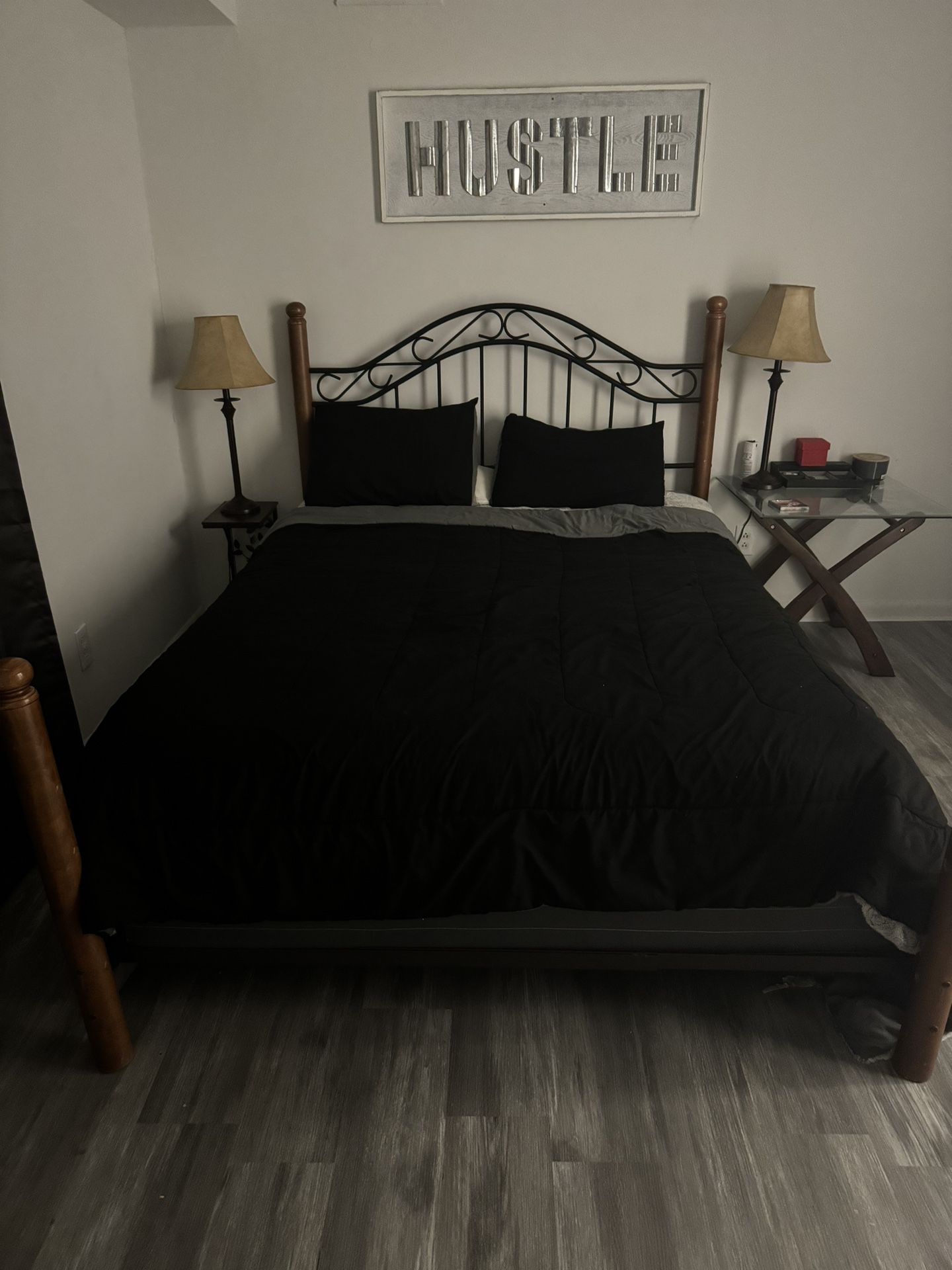 Queen Bed Frame, Mattress, And Matching Tv Stand