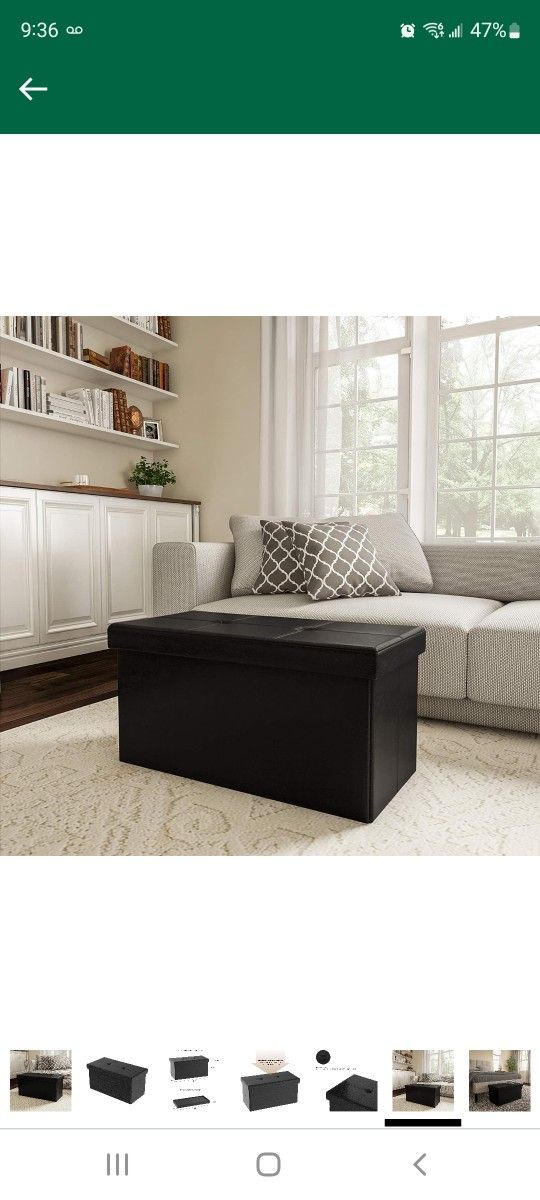 Lavish Home - Ottoman bank with storage, large, folding, punching, synthetic skin, removable bucket, home furniture, bedroom, living room, room or car