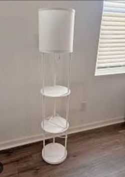 White Floor Lamp with 3 Shelves