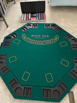 Casino table top and chips