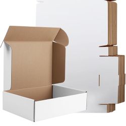 11x8x2 Inches Shipping Boxes Set of 25, White Corrugated Cardboard Box, Mailer Boxes for Small Business