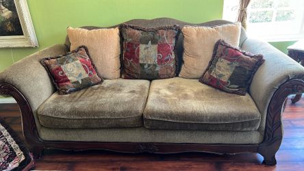 Sofa, love seat, marble coffee table and side table