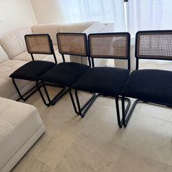 4 Black Boucle MCM Chairs