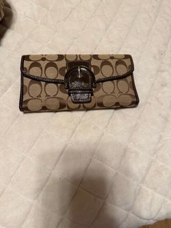 Coach Signature Canvas Continental Wallet Fair Condition