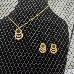 3 Color Stainless Steel Earrings- Necklace Set