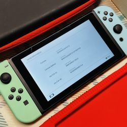 Nintendo Switch Animal Crossing Edition Console Tested/Works With Dock 4772