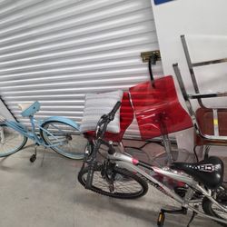 2 Bikes White Black/Red Schwinn and Light Blue/White Legacy with Basket
