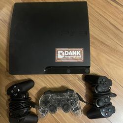 PS3 Console And All Connections. Comes With 1 Corded Controllers And 1 Wireless Controller 