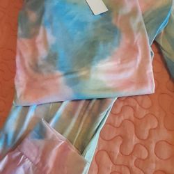 Pink And Blue Tye Dye Jogger Set