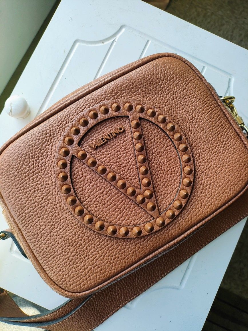 Valentino By Mario Valentino Mia Rockstud Leather Crossbody Caramel Authentic Make An Offer