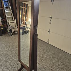 63" Tall Wooden Mirror with Storage