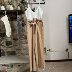 Akira White-Beige Sleeveless Jumpsuit, Women's