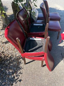 8 Red leather dining chairs!