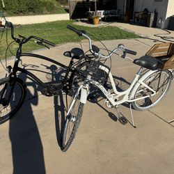 Electra Townie Bike Bundle – 7D Large + 3-Speed Step Thru w/ Rack & Crate