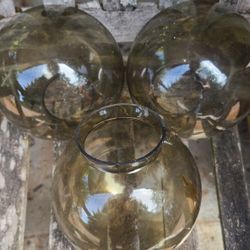 Vintage Amber Ceiling Fixture Glass
