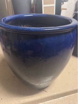 Large cobalt blue ceramic planter