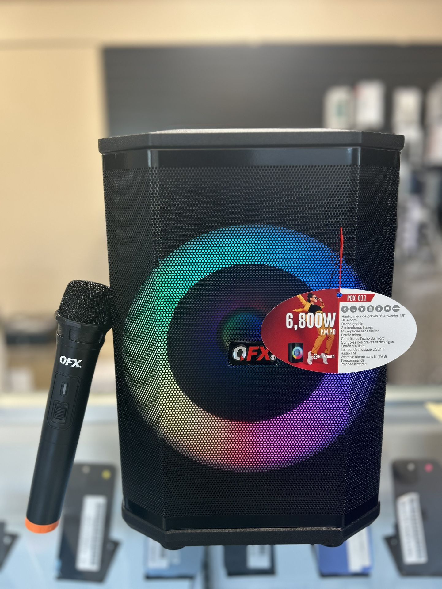 Portable Bluetooth LED speaker with wireless mic