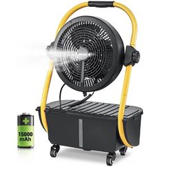 Geek Aire Battery Operated Misting Fan, Rechargeable Outdoor Floor Fan 