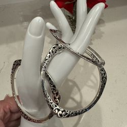 Three Bracelets Bangle Stainless Steel NEW! Med