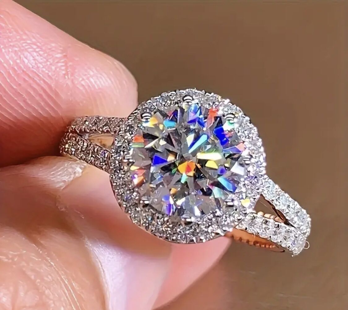 925 Sterling Silver Moissanite Wedding Ring