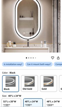 Oval LED Bathroom Mirror Black - brand new in box