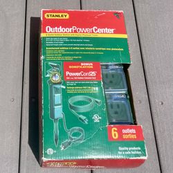 Stanley Outdoor Power Center 6-Outlet Outdoor Station with Digital Photocell Timer and Extension Cord - Never Opened 