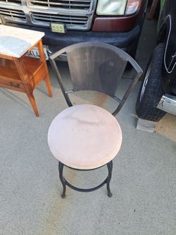 2 Iron Swivel Bar Stool Suede Beige