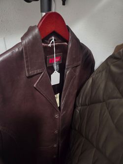 Brown Leather Button-Up Jacket