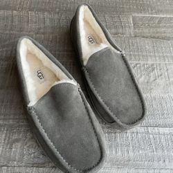 Ugg Men's Ascot Suede Wool Slip On Loafer Slipper Sz 8 USA CHARCOAL Color
