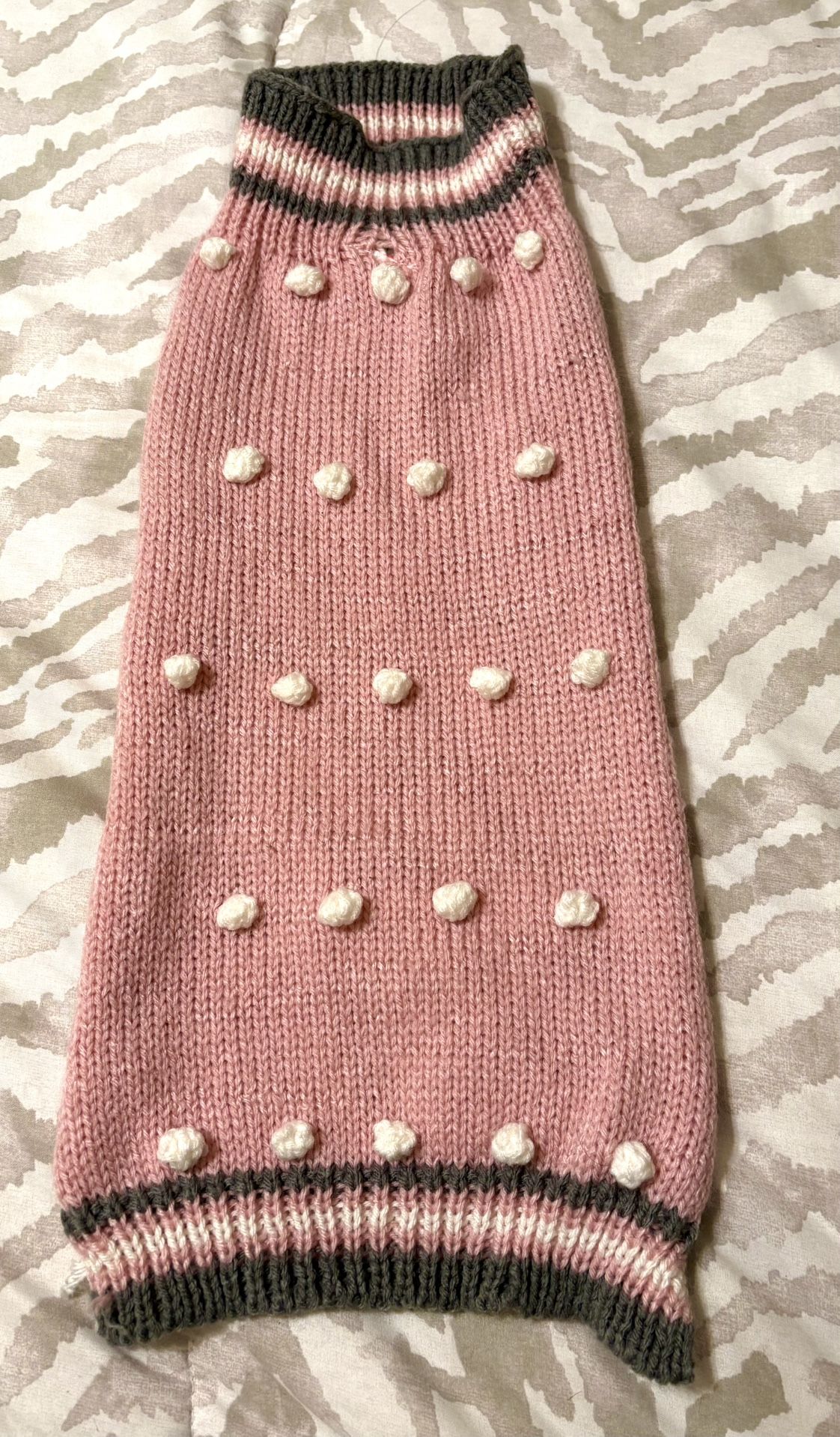 Adorable Pink Knitted Dog Sweater Hat Set