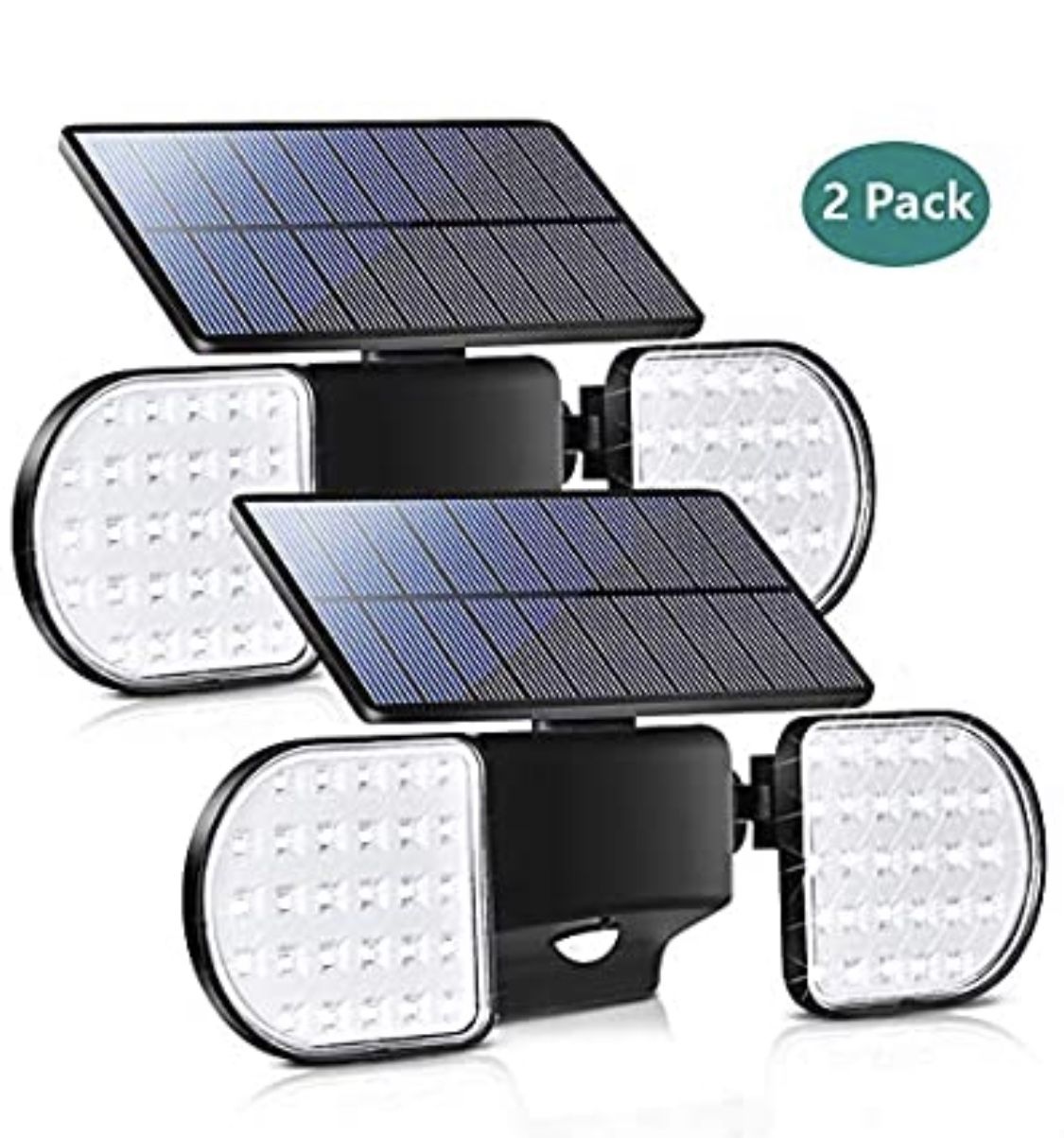 Solar Lights Outdoor, 56 LED Motion Sensor Security Lights IP65 Waterproof Solar Flood Lights 360° Adjustable Double-Head Spotlights for Front Door G