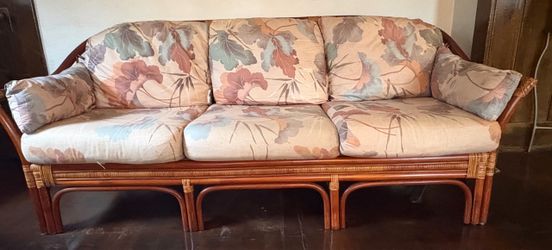 Vintage bamboo and rattan sofa