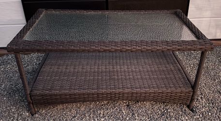Outdoor Brown Rattan Wicker Coffee Table - Excellent condition