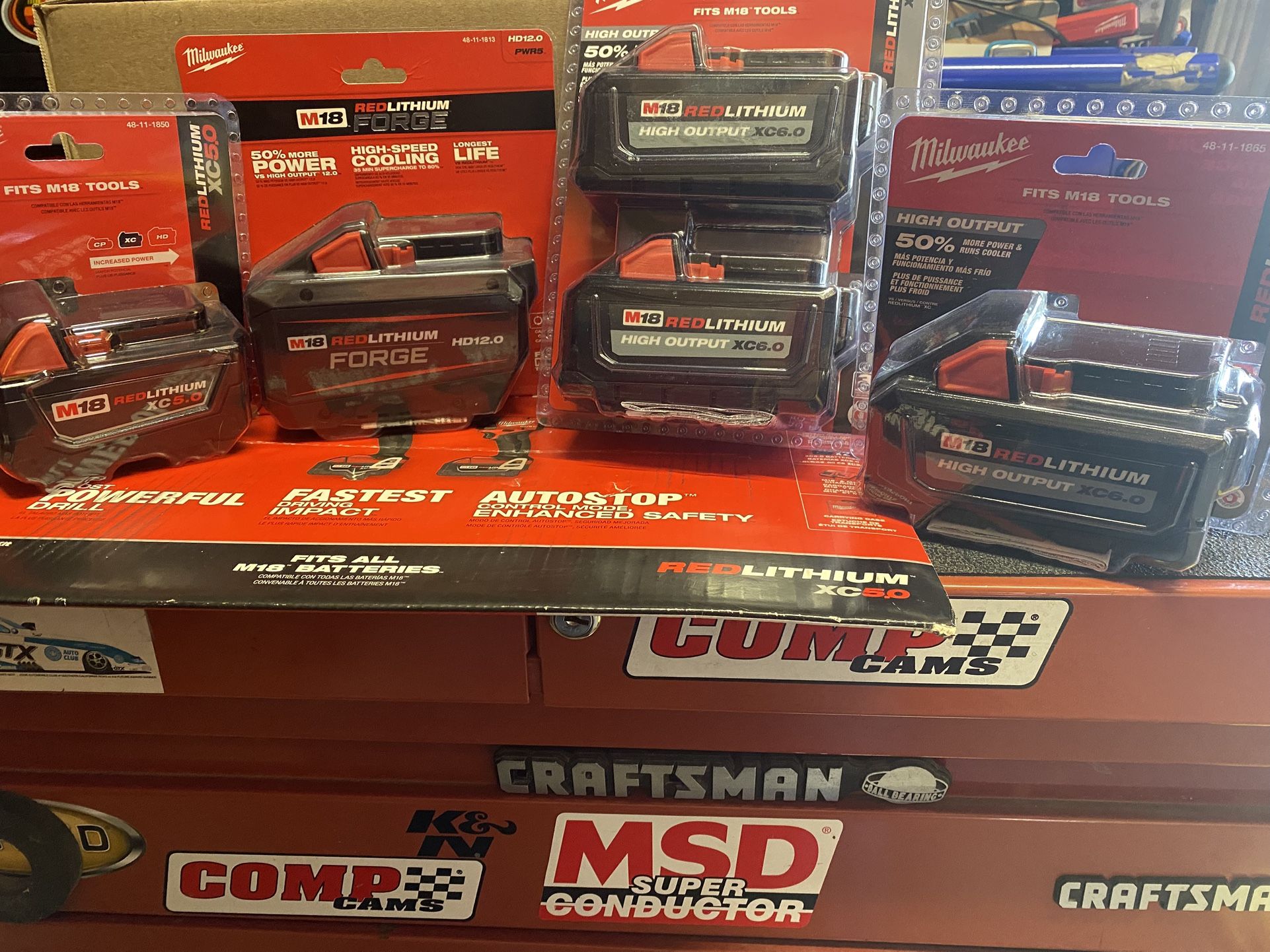MILWAUKEE M18 4 BATTERIES HD12.0 FORGE 2/PACK 6.0 & XC 5.0 PLUS 6.0 Read Below (( Firm On Price ))