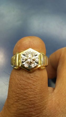 14K GOLD RING mens .35 ct Diamonds 5.7 grams