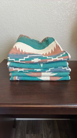 Set of 5 Vintage 90s Southwest Southwestern Geometric Print Zip Up Pillowcases