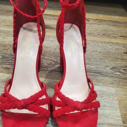 Red sandals heels sz 8 