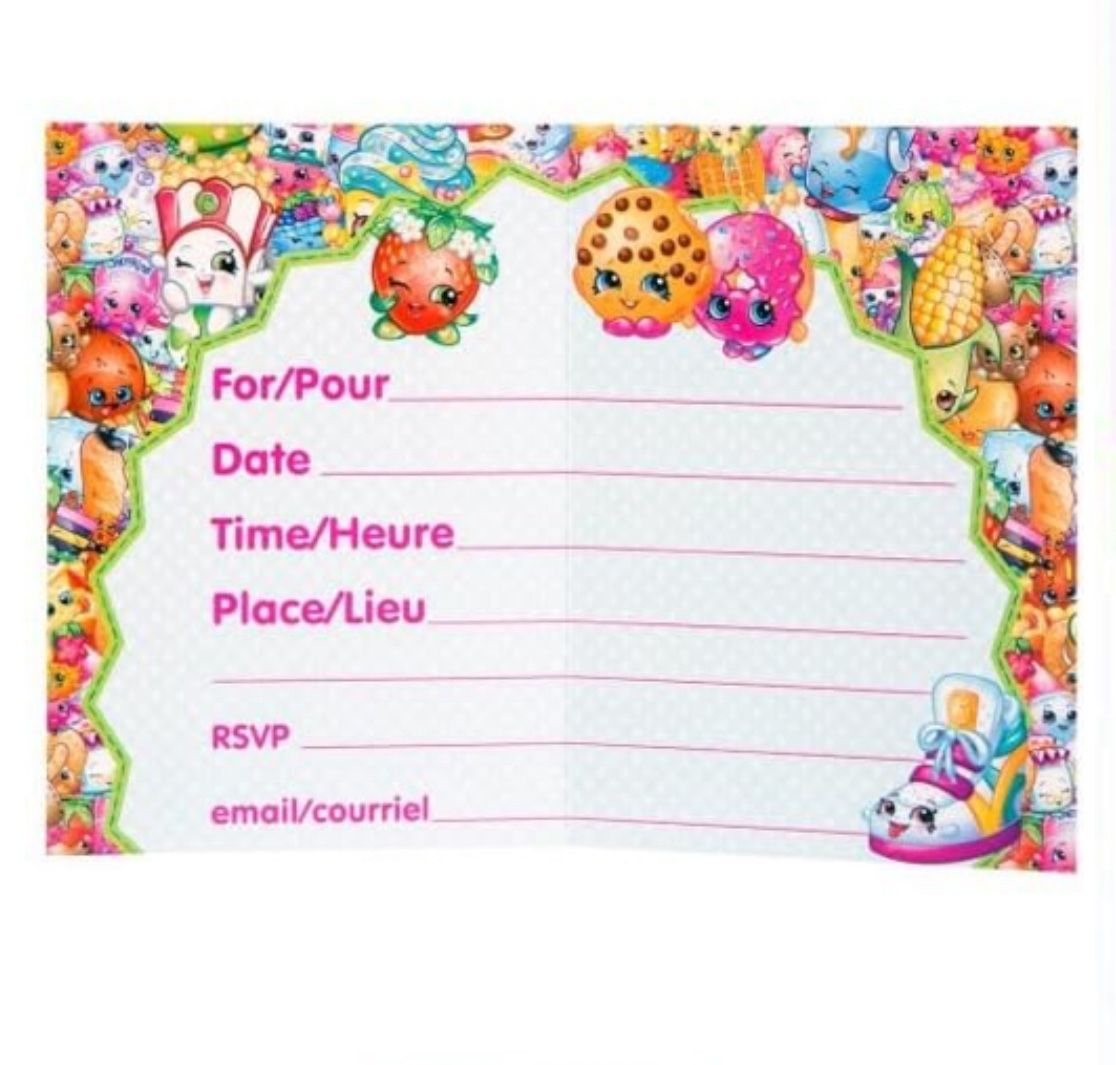 Shopkins Invitation Cards