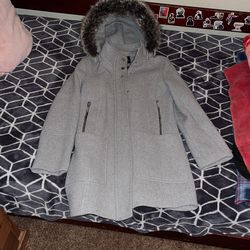 Grey Fur Hoodie Coat 