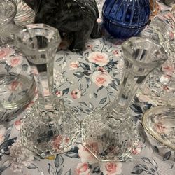 Beautiful Crystal  Candle Holders For Sale