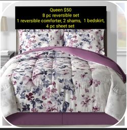 Queen 8 PC Comforter Set. Includes Sheets 