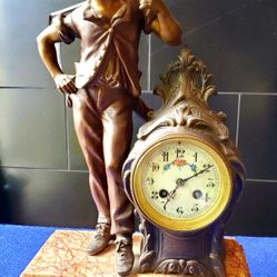 Huge Antique Fabrication Francaise Made In France Statue Clock! Circa 1880! 