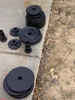 210pounds iron weights and bar