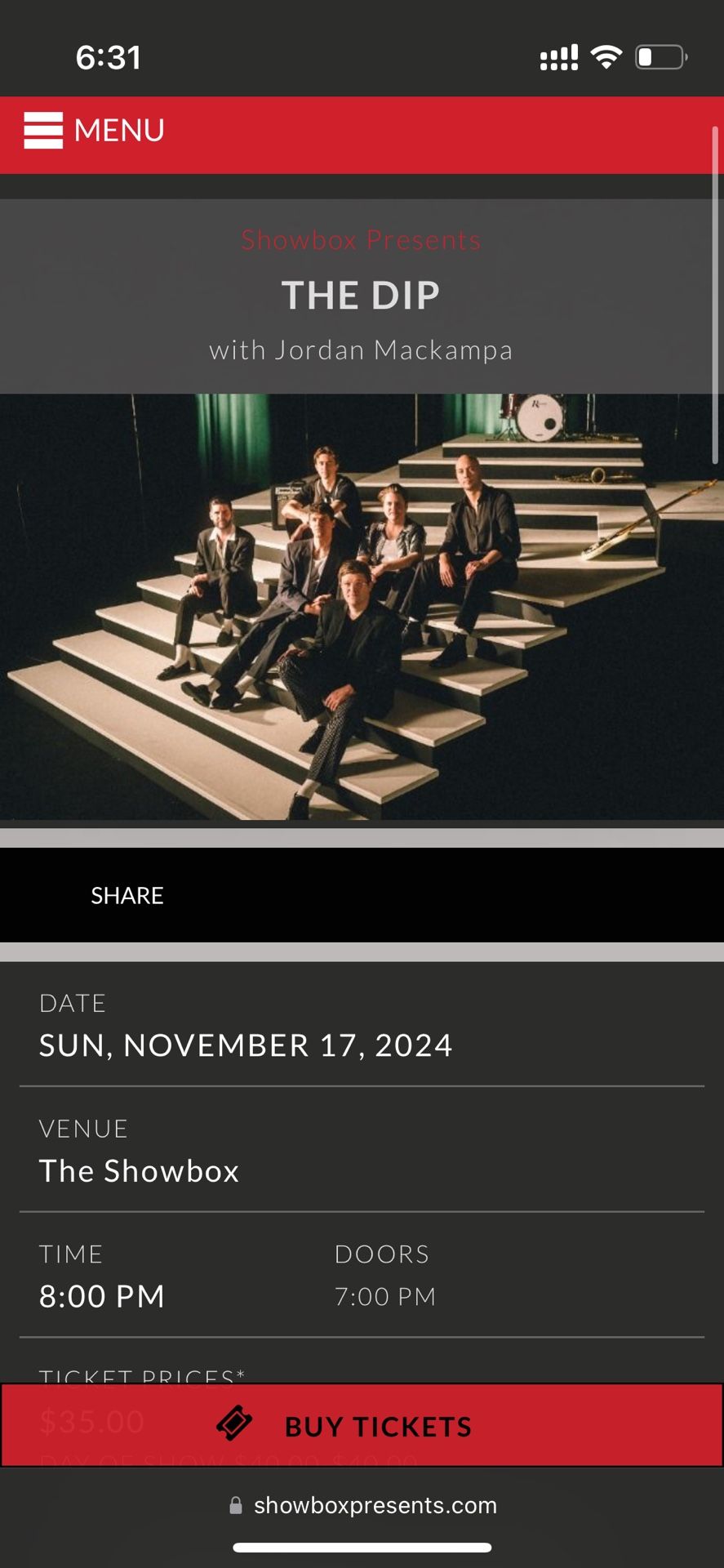 2 Tickets To The Dip 11/17