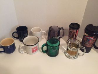 Set of 7 Coffee Mugs and 2 Togo Coffee Cups
