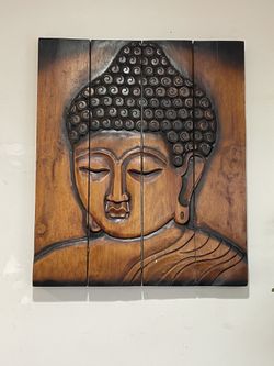 Large Wooden Buddha Picture