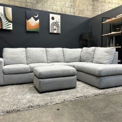 Living Spaces Sectional Sofa with Chaise and Ottoman - Delivery Available!